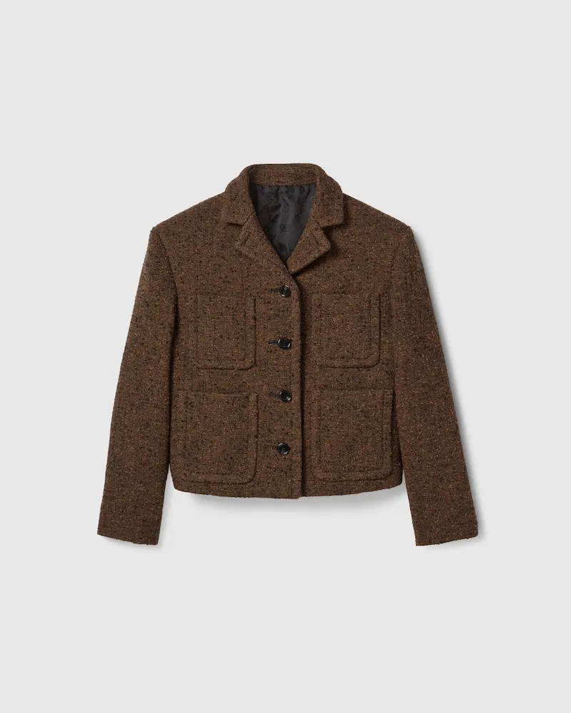 Gucci Jacke aus Wolle Mit Knötchen-Optik, Größe Braun