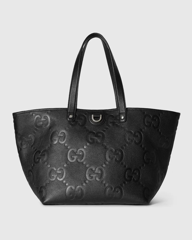 Gucci Mittelgroßer Shopper Mit Jumbo GG Schwarz