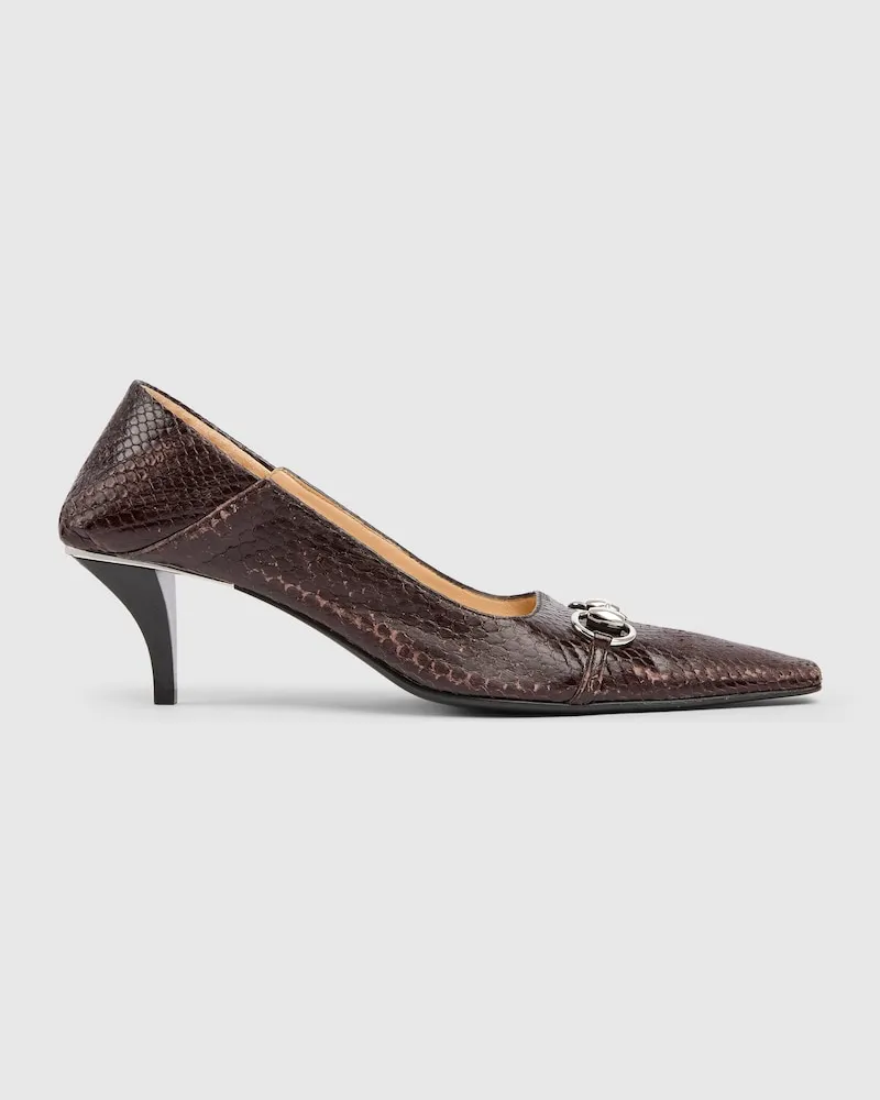 Gucci Escarpins Vittoria En Python Pour Femme, Taille Marron