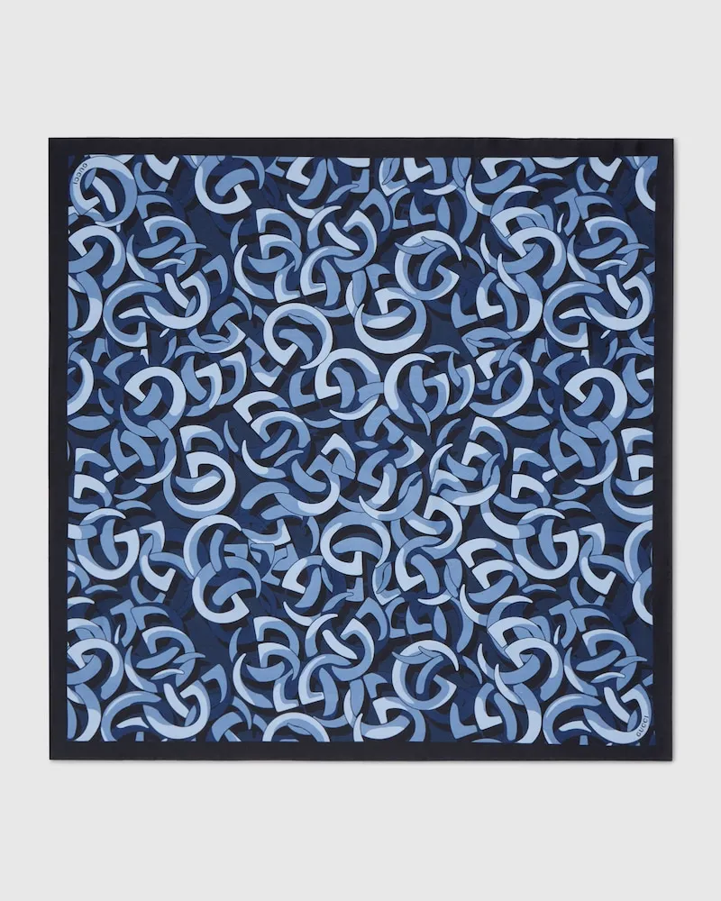 Gucci Einstecktuch aus Seide mit Print Blau