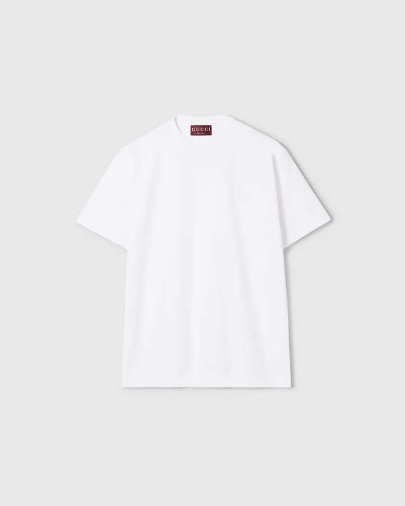 Gucci T-Shirt aus Baumwolljersey Mit Stickerei, Größe Weiß