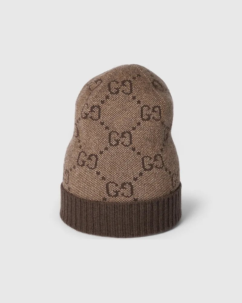 Gucci Mütze aus GG Kaschmir-Lamé, Größe Braun