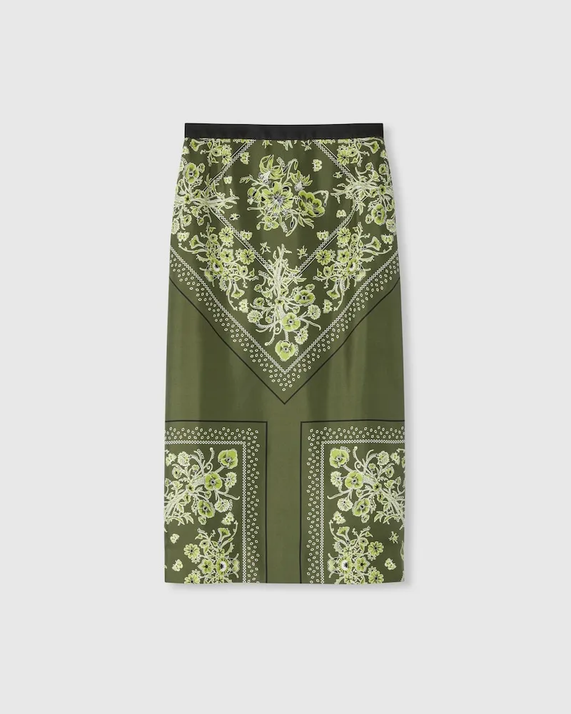 Gucci Rock aus Seidentwill Mit Print, Größe Grün