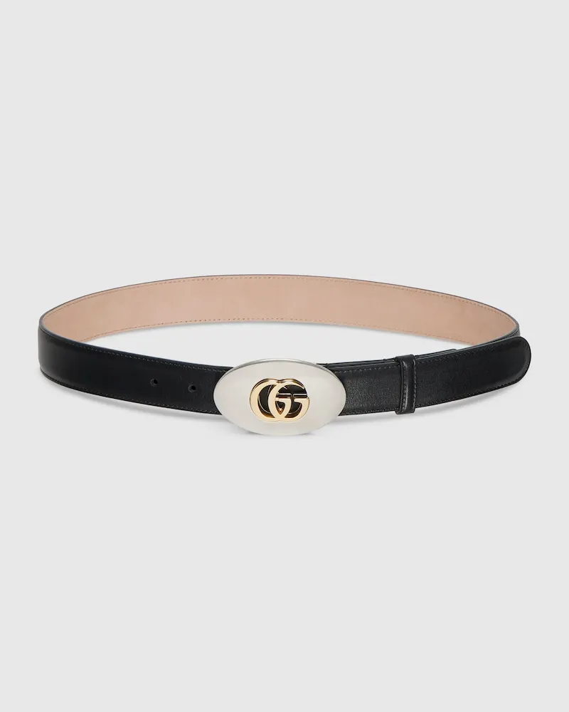 Gucci Belt With Double G Plaque Buckle Schwarz