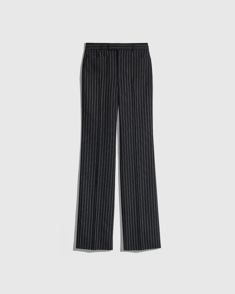 Gucci Hose aus Seide Und Wolle mit Nadelstreifen Blau
