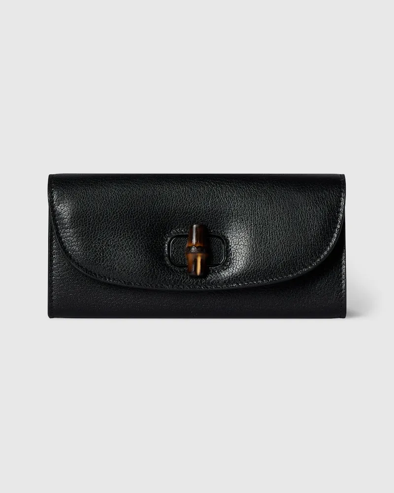 Gucci Lange Brieftasche mit Bambus Schwarz