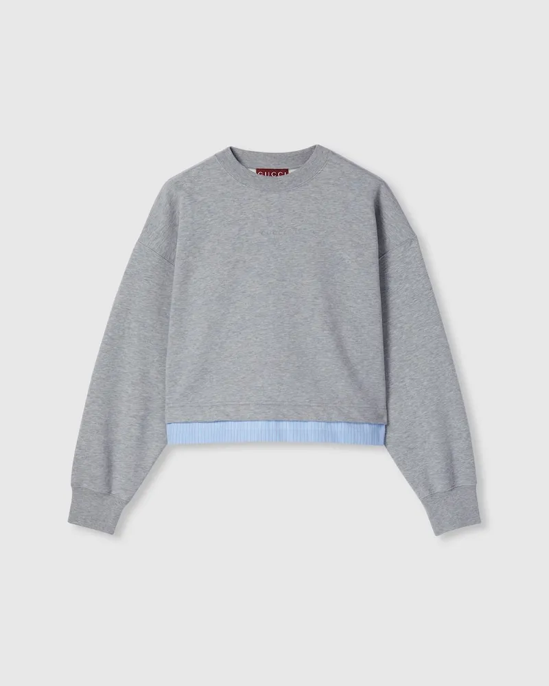 Gucci Sweatshirt aus Baumwolljersey Mit Stickerei, Größe Grau