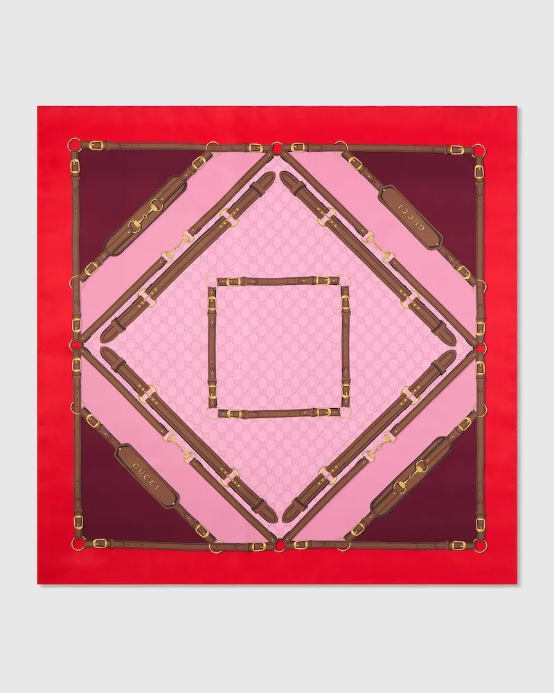 Gucci Vierecktuch aus Seidentwill Mit Print Pink