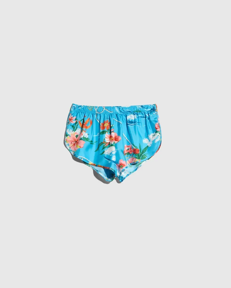 Gucci Shorts aus Seidentwill mit Print, Größe Blau