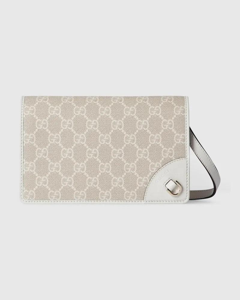 Gucci GG Emblem Brieftasche Mit Lederriemen Weiß