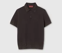 Poloshirt aus Wollstrick Und Lurex Mit Stickerei, Größe