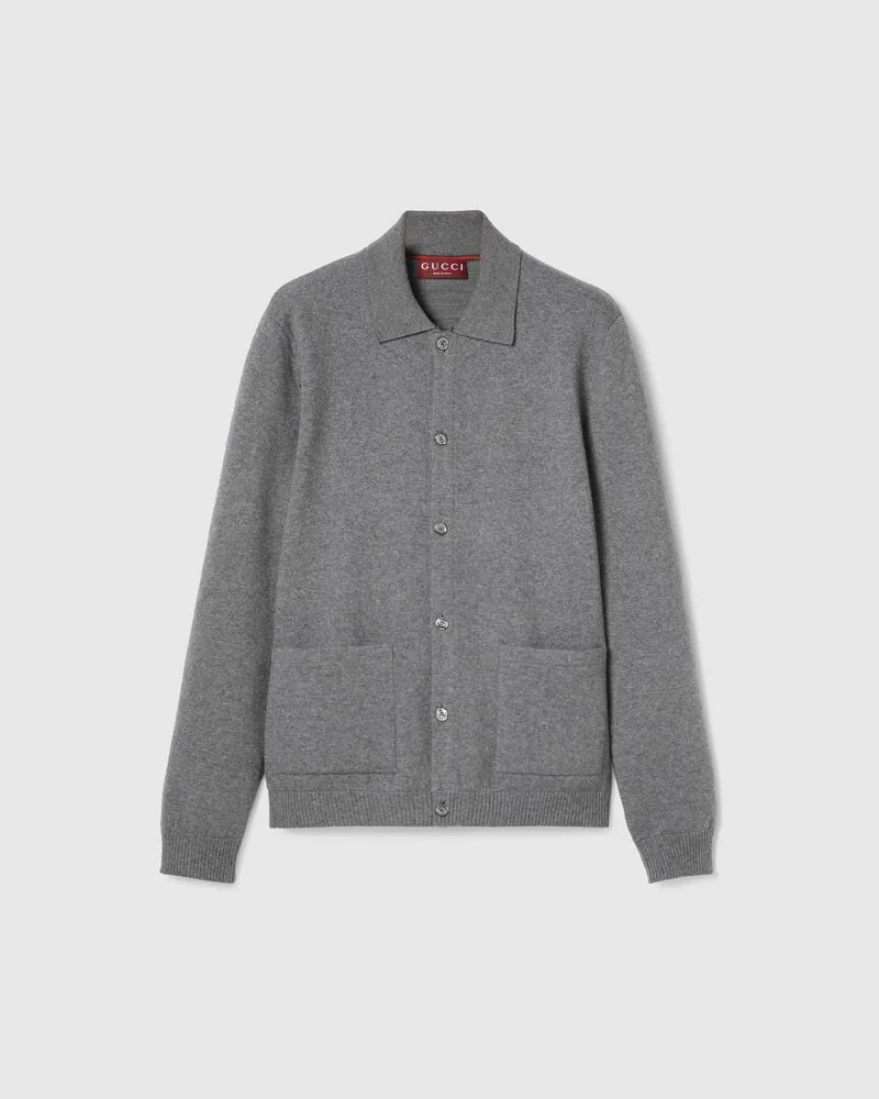 Gucci Cardigan aus Woll-Kaschmirstrick, Größe Grau