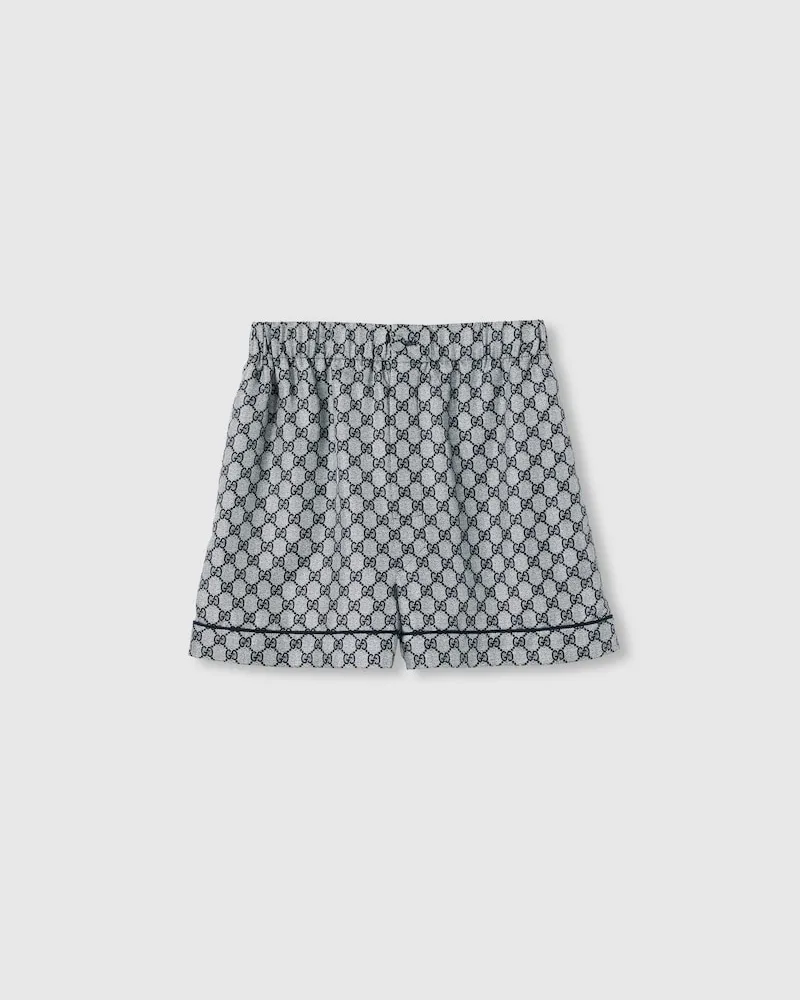 Gucci Shorts aus GG Seidentwill, Größe Blau