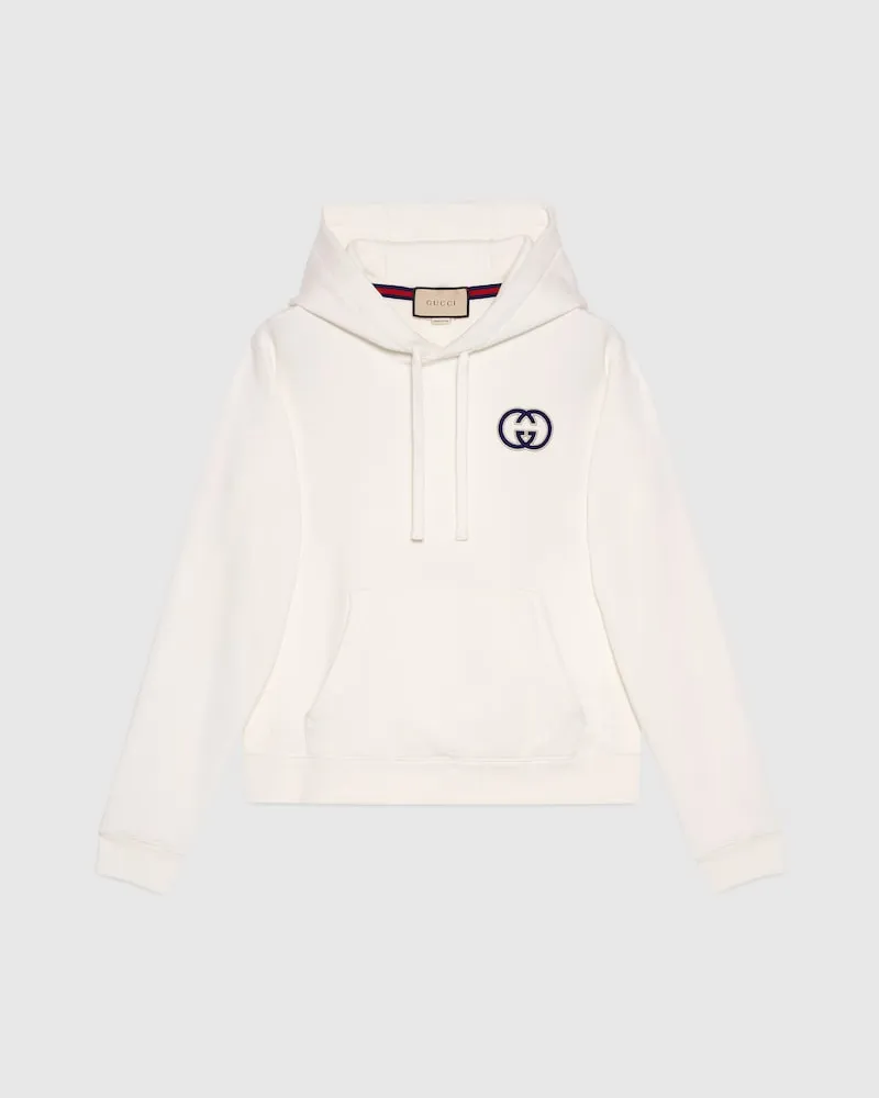 Gucci Kapuzenpullover aus Baumwolljersey, Größe Weiß