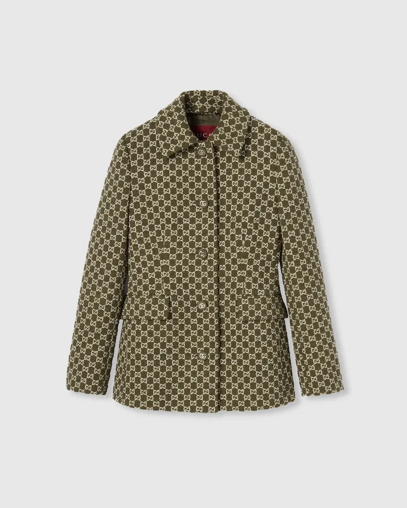 Gucci Jacke aus GG Baumwollbouclé, Größe Grün