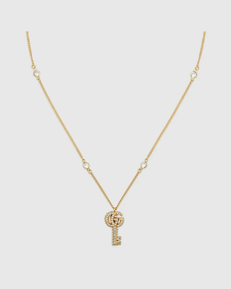 Gucci Doppel G Schlüssel-Halskette Mit Kristallbesatz Undefined