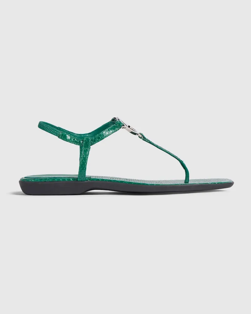 Gucci Damen-Python-Zehensandale mit GG, Größe Grün