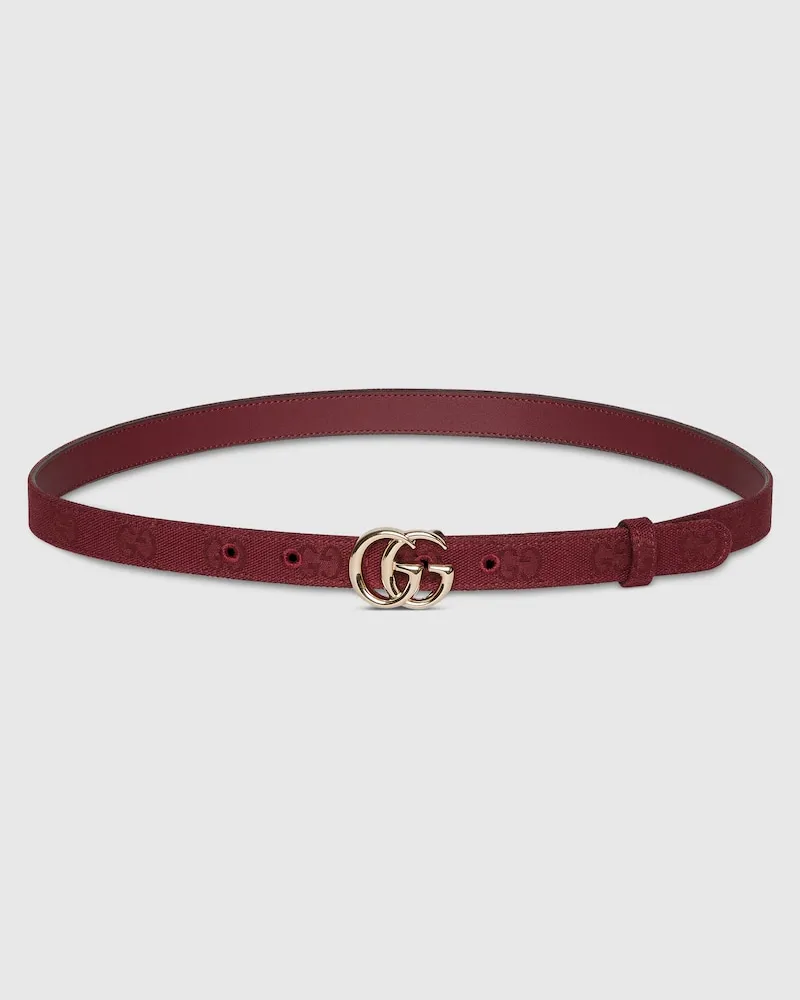 Gucci Schmaler GG Marmont Gürtel, Größe 95 Bordeauxrot