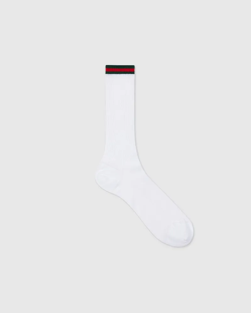 Gucci Socken aus Baumwollmischung Mit Web, Größe Weiß