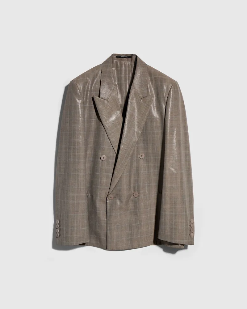 Gucci Jacke aus Beschichteter Wollmischung mit Prince-of-Wales-Muster Grau