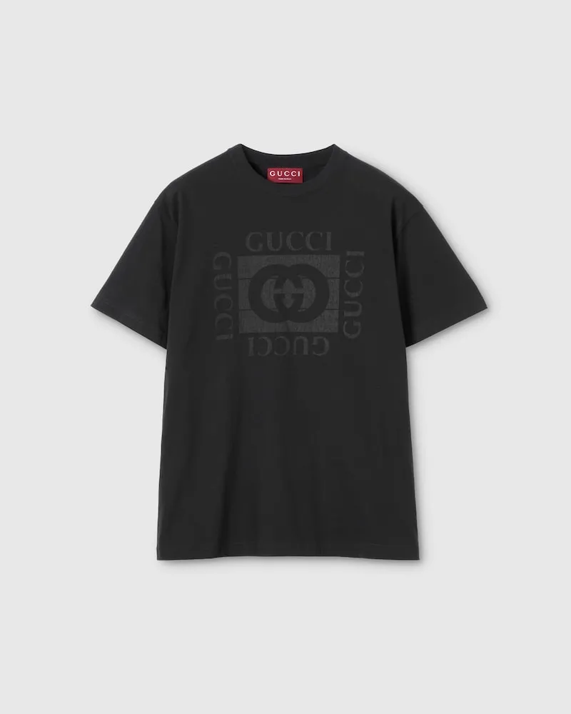 Gucci T-Shirt aus Baumwolljersey Mit Print, Größe Schwarz