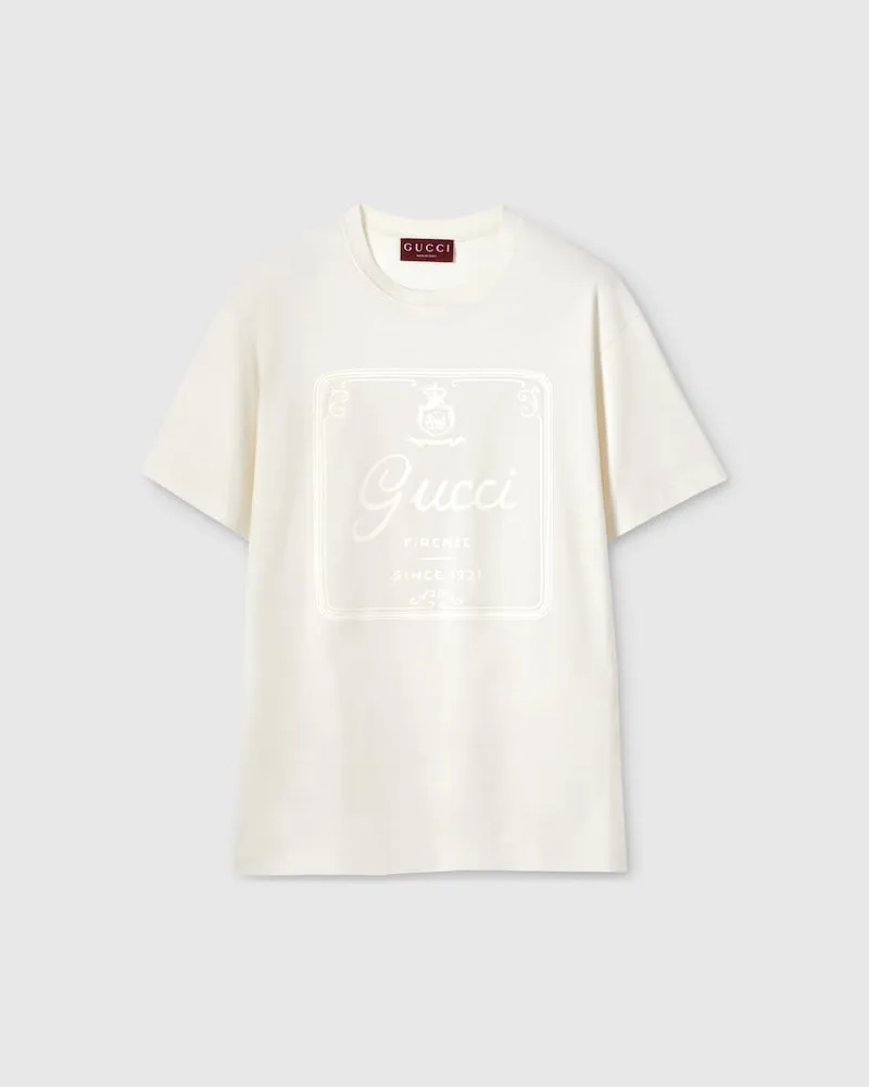 Gucci T-Shirt aus Weichem Baumwolljersey Mit Print, Größe Beige