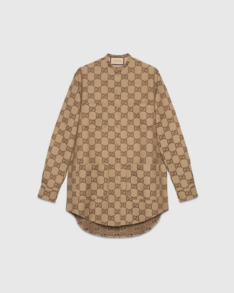 Gucci Hemd aus Maxi GG Canvas, Größe Beige