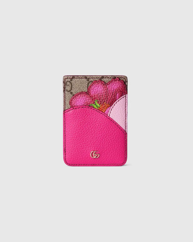 Gucci Kartenetui Mit Blumen-Motiv Und Doppel G Beige