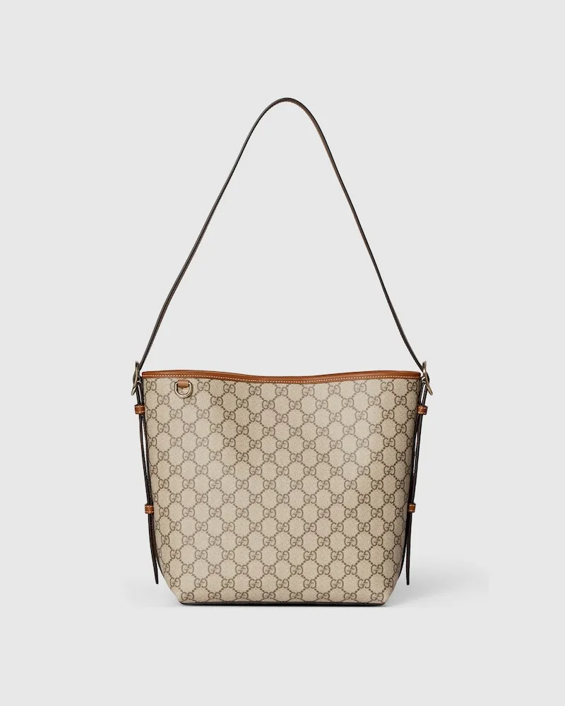 Gucci Kleine GG Emblem Schultertasche Beige