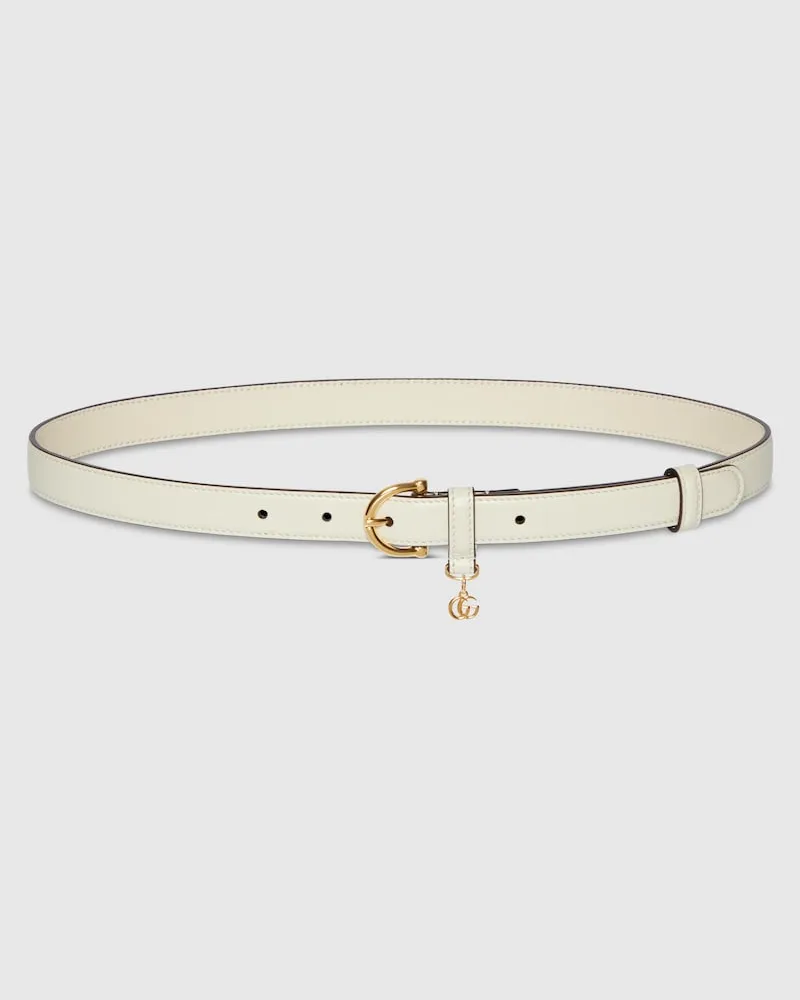 Gucci Schmaler Gürtel Mit Steigbügelschnalle, Größe 95 Weiß