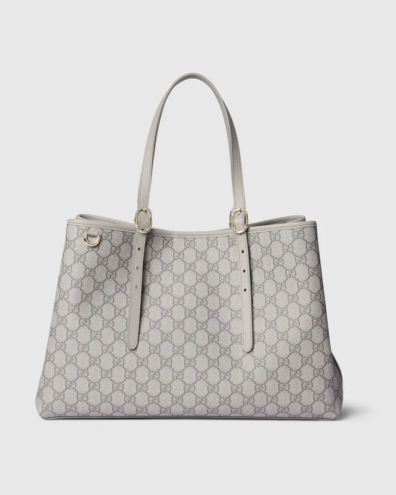 Gucci Großer GG Emblem Shopper Grau