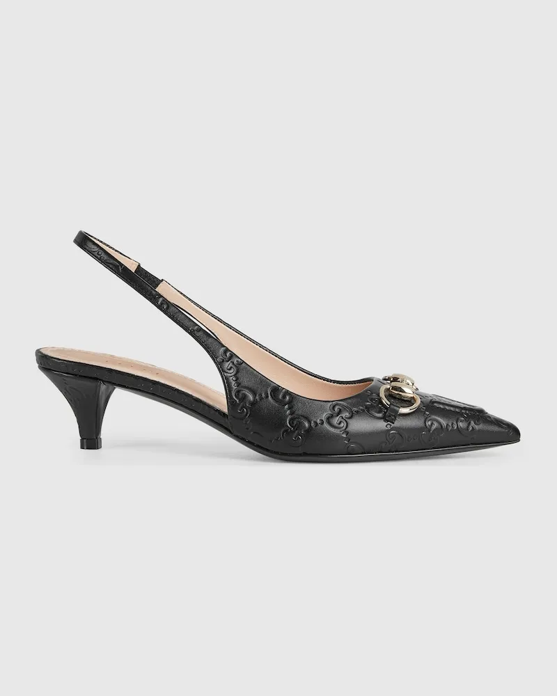 Gucci Damenpumps Mit Fersenriemchen Und Horsebit, Größe Schwarz