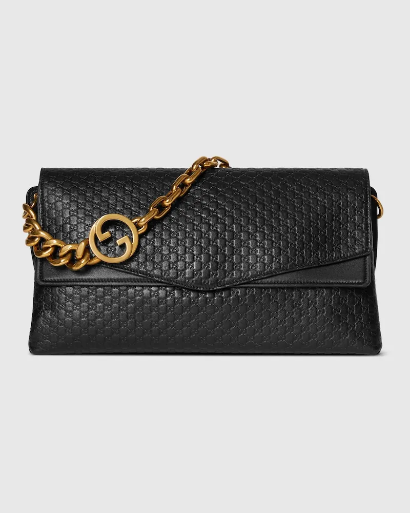 Gucci Große Schultertasche Mit Kette Schwarz