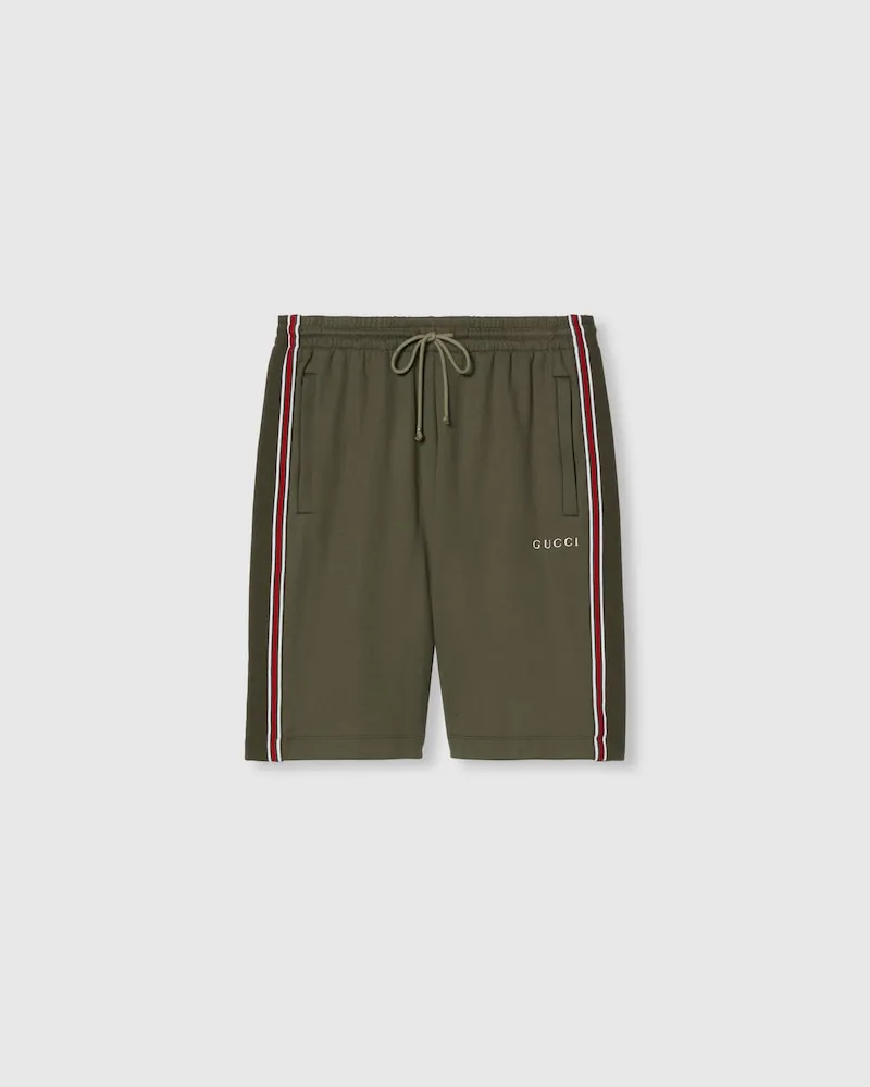 Gucci Shorts aus Baumwoll-Piqué Mit Stickerei, Größe Grün