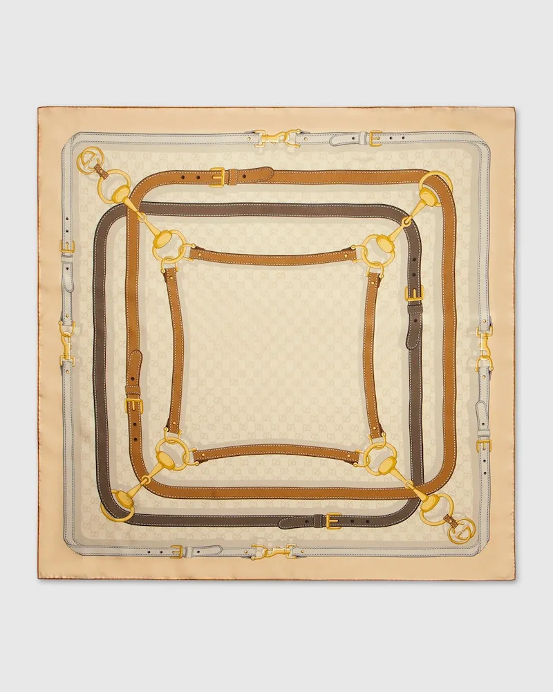 Gucci Vierecktuch aus Bedrucktem GG Seidentwill-Jacquard Beige