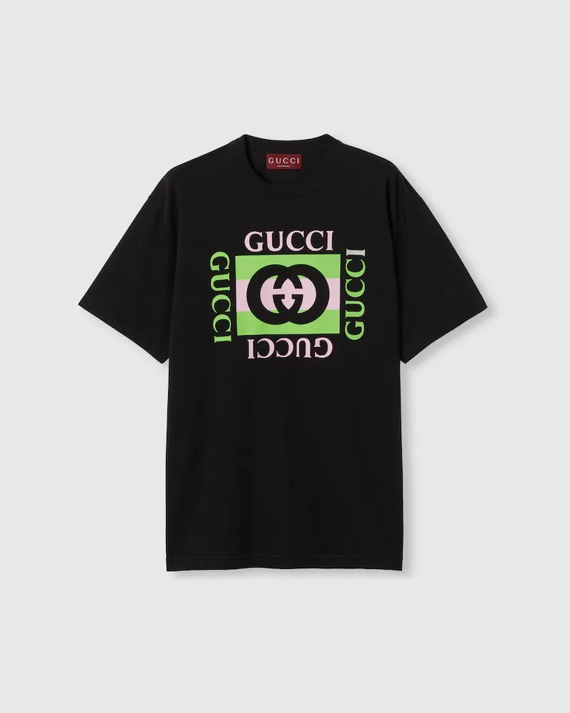 Gucci T-Shirt aus Baumwolljersey Mit Print, Größe Schwarz