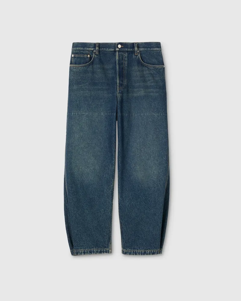 Gucci Hose aus Baumwolldenim Mit Web, Größe Blau