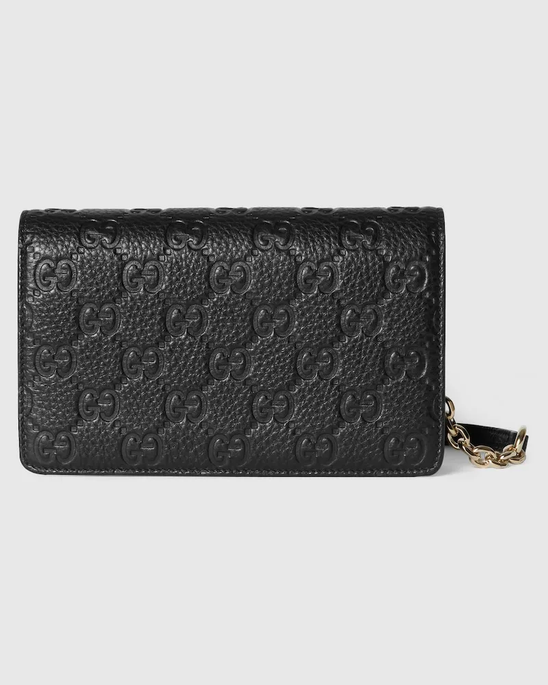 Gucci GG Emblem Brieftasche Mit Kettenriemen Schwarz