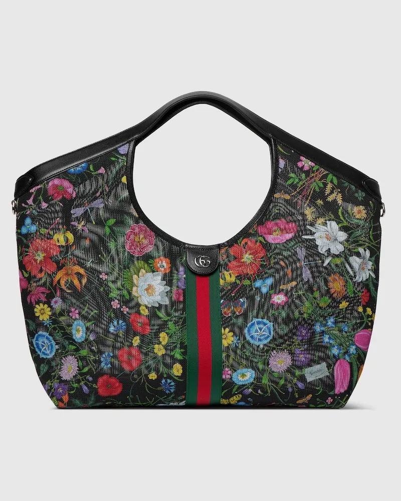 Gucci Großer Giglio Flora Shopper Schwarz