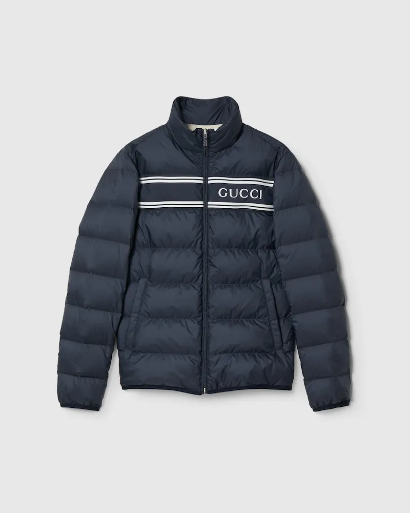 Gucci Puffer-Jacke aus Nylon, Größe Blau
