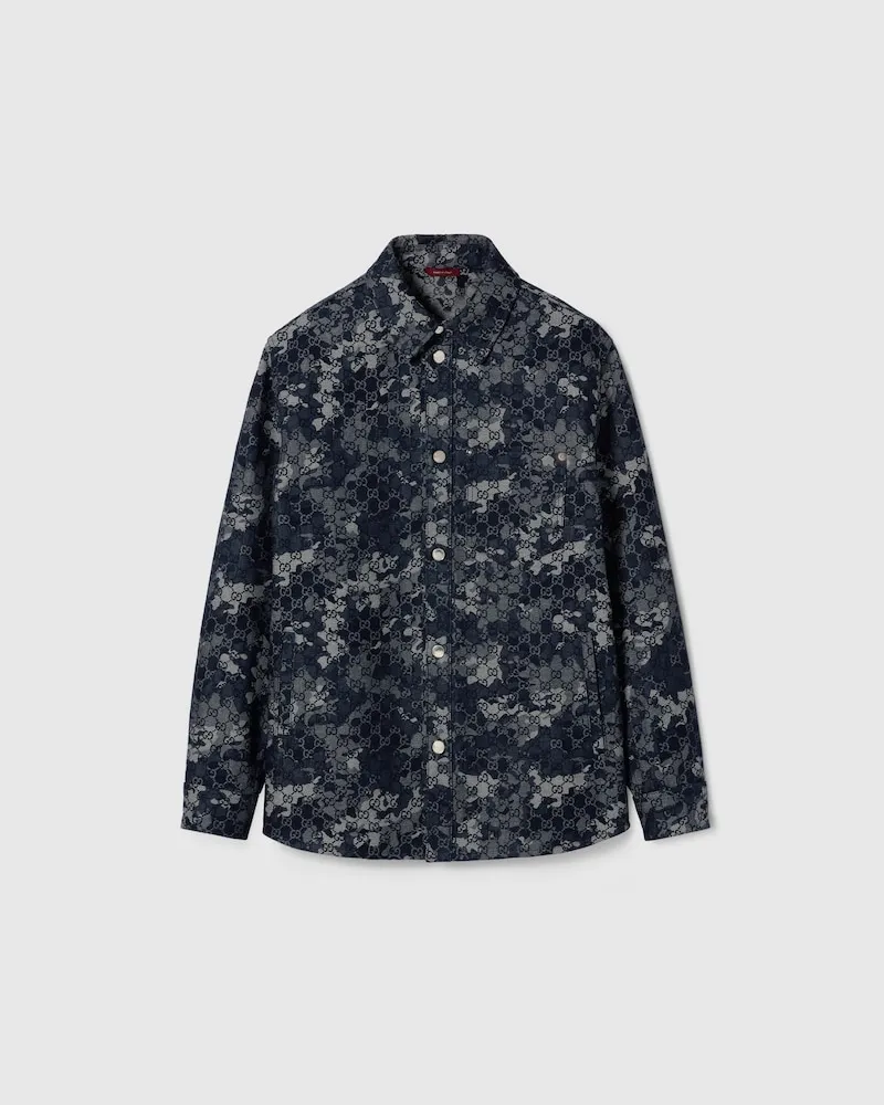 Gucci Hemd aus GG Denim-Jacquard, Größe Blau