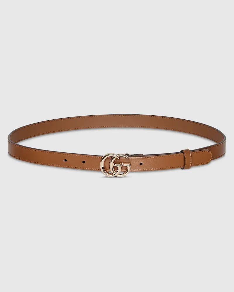 Gucci Schmaler GG Marmont Gürtel, Größe 95 Braun