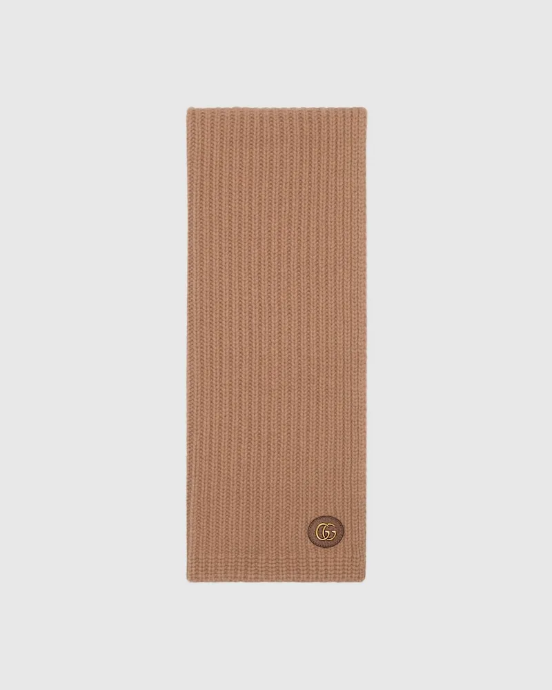 Gucci Schal aus Wolle Und Kaschmir Mit Doppel G Beige
