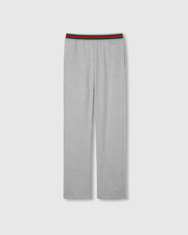 Gucci Jogginghose aus Baumwolljersey Mit Web, Größe Grau
