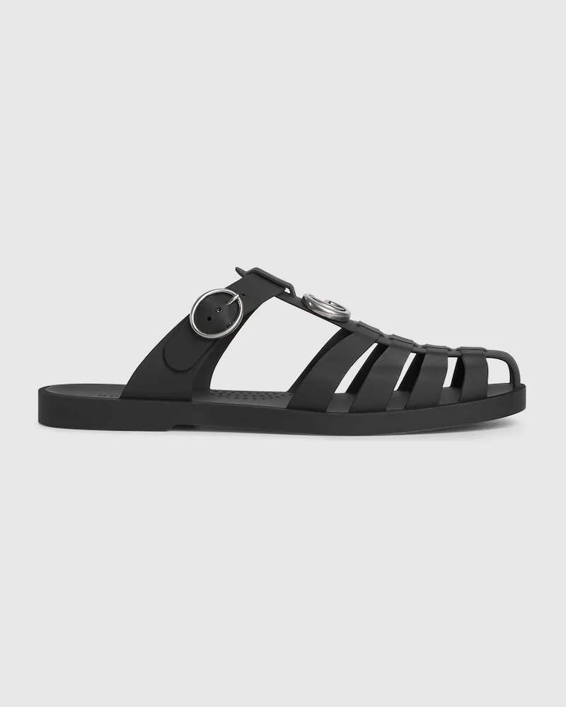 Gucci Herrensandale Mit Doppel G, Größe Schwarz