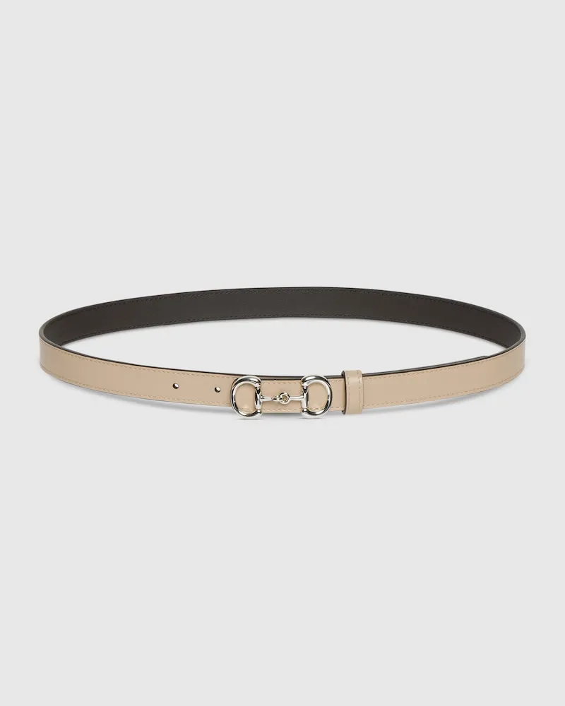 Gucci Schmaler Gürtel mit Horsebit-Schnalle Beige