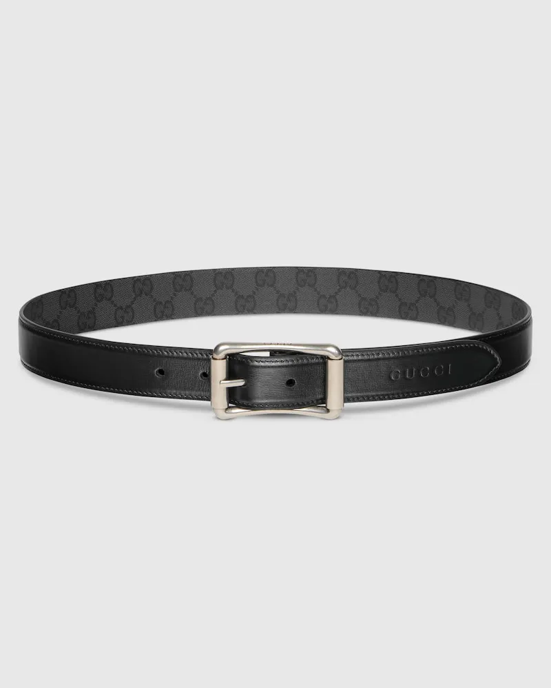 Gucci Wendbarer Gürtel mit Rollenschnalle Schwarz