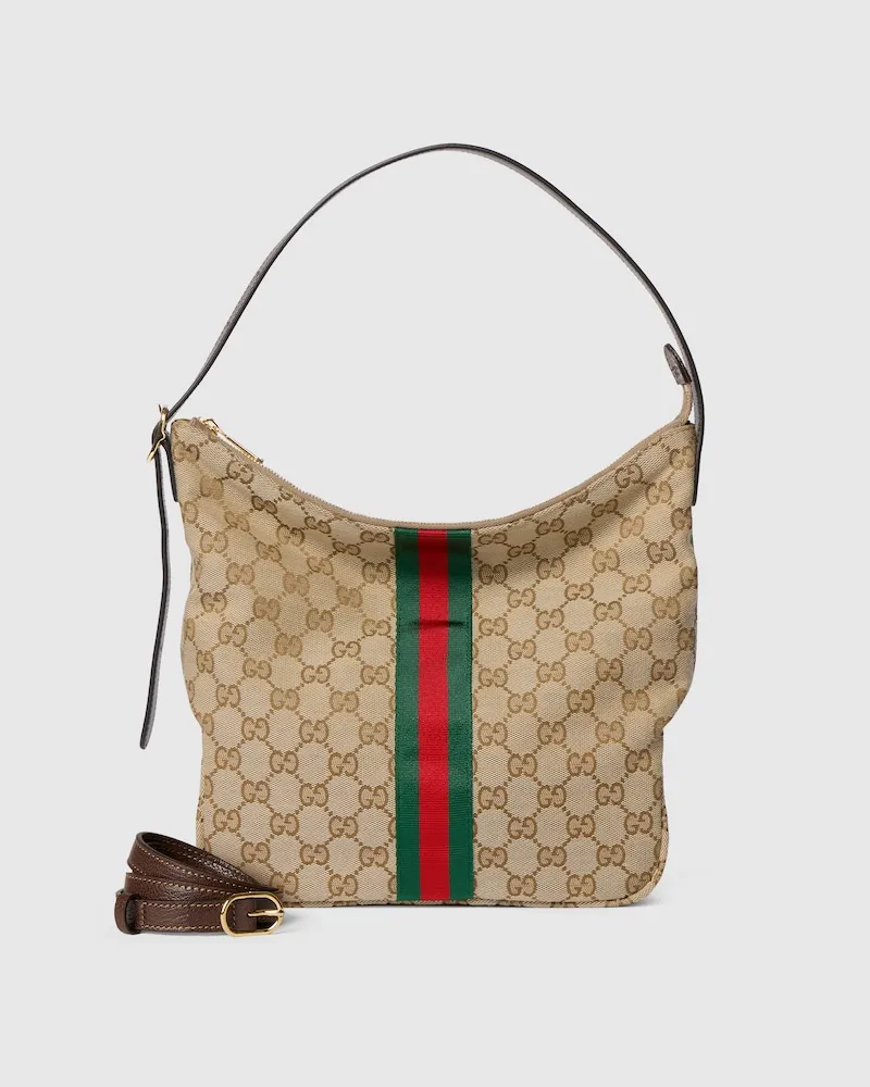 Gucci Mittlere Lunetta Umhängetasche Beige