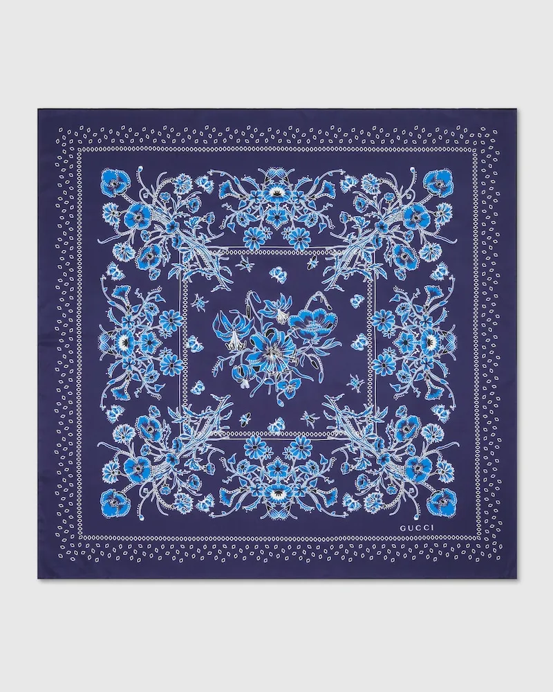 Gucci Einstecktuch aus Baumwolle Mit Print Blau