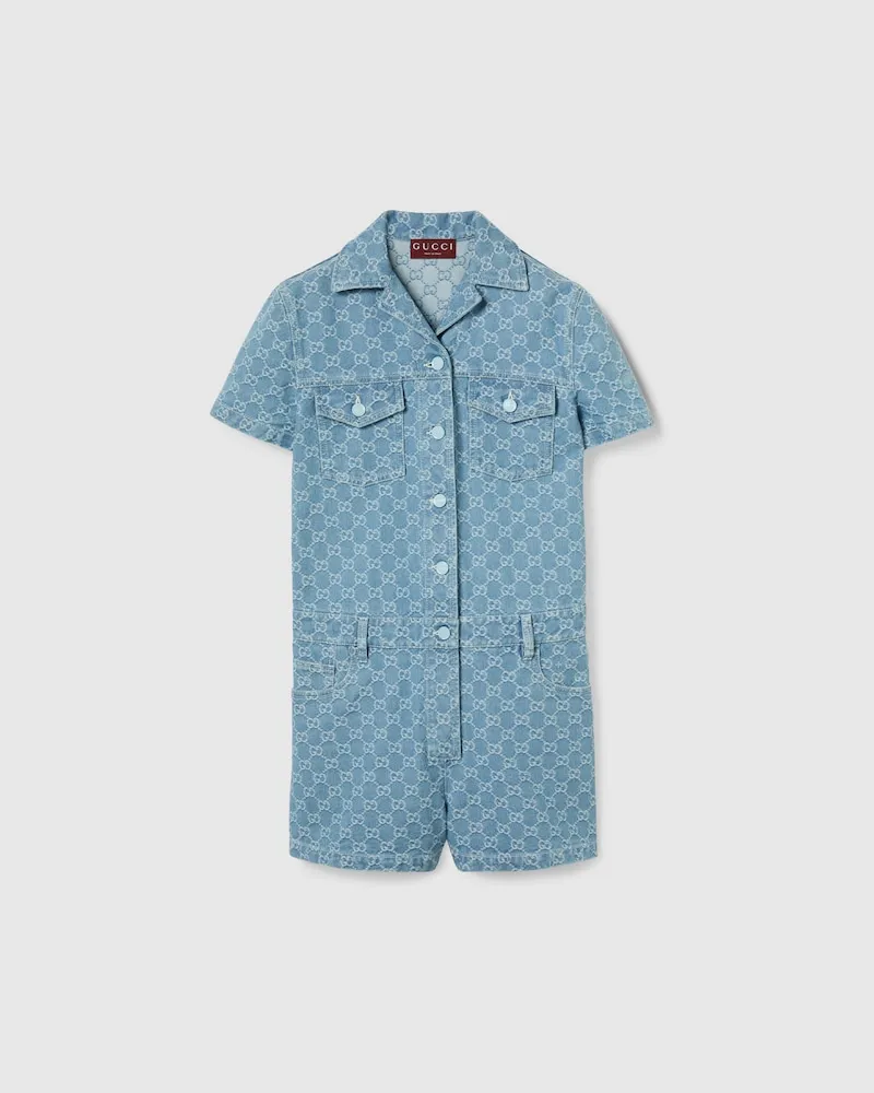 Gucci Overall aus GG Denim-Jacquard, Größe Blau